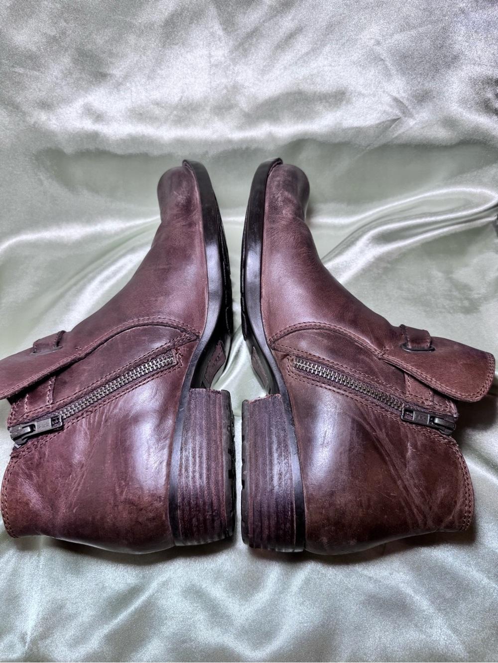 Born Brown Leather Buckle Strap Ankle Boots D38606 COF14 Women’s Size 8.5 - Picture 4 of 8